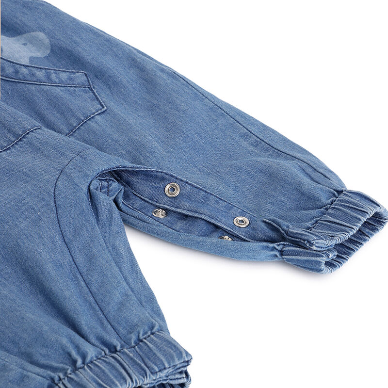 Boys Medium Blue Printed Long Dungaree image number 3